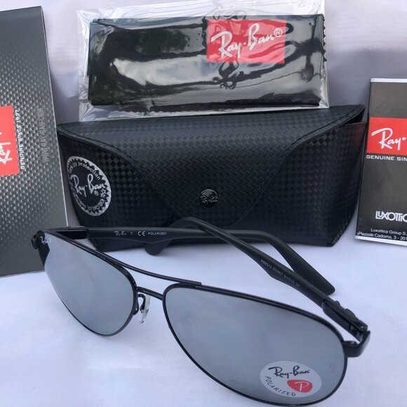 NEW RAY BAN RB8313 Carbon Authentic Sunglasses Polarized  61mm 100%UV From Italy - Picture 7 of 11